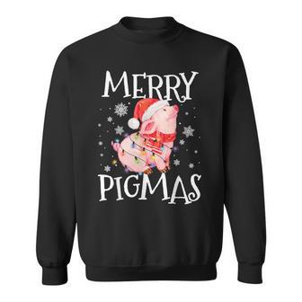 Merry Pigmas Pig Christmas Lights Tree Xmas Sweatshirt - Monsterry DE