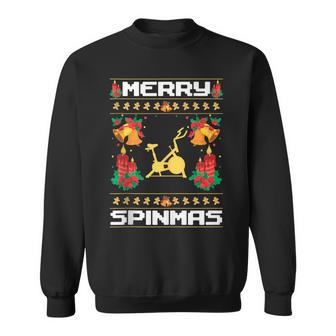 Merry Spinmas Spin-Bike Ugly Christmas Xmas Party Sweatshirt - Monsterry