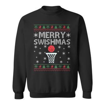 Merry Swishmas Ugly Christmas Basketball Christmas Sweatshirt - Monsterry UK