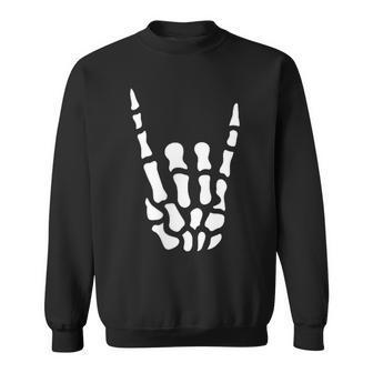 Metal Horns Skeleton Hand Heavy Metal Rock Sweatshirt - Monsterry