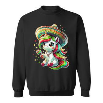 Mexican Cinco De Mayo Unicorn Girls Sweatshirt | Mazezy