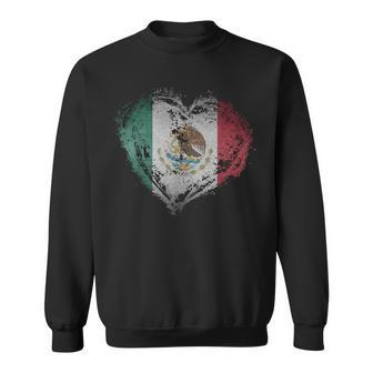 Mexico Flag Vintage Heart Shape Stylish Sweatshirt - Monsterry UK