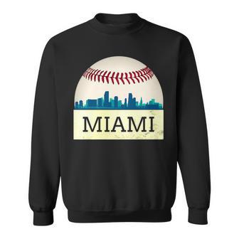 Miami Baseball Cool Marlin Skyline On Giant Ball Sweatshirt - Monsterry