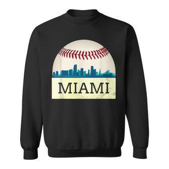 Miami Baseball Dress Cool Marlin Skyline On Giant Ball Sweatshirt - Monsterry