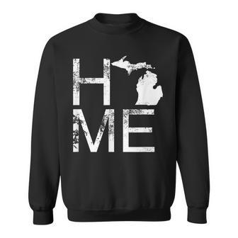Michigan Home Mi State Love Pride Map Distressed Sweatshirt - Monsterry