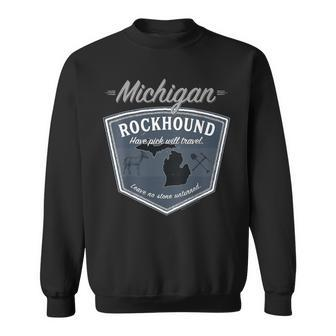 Michigan Rockhound Rock Collector Gear Back Side Print Sweatshirt - Monsterry