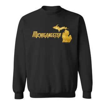 Michigangster Gold Detroit Michigan Midwest Mitten Sweatshirt - Monsterry AU