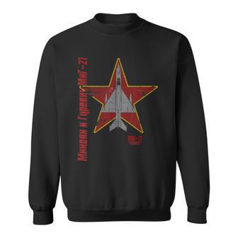 Mig-21 Fishbed Soviet Cold War Jet Airplane Vintage Cyrillic Sweatshirt - Monsterry