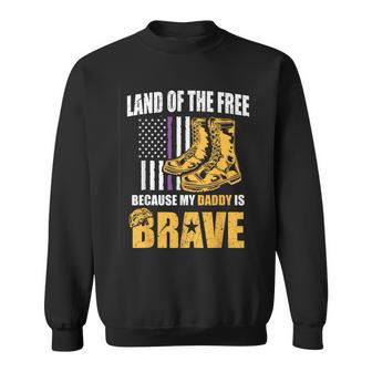 Military Child Purple Quote Because My Daddy Is Brave Sweatshirt - Monsterry CA