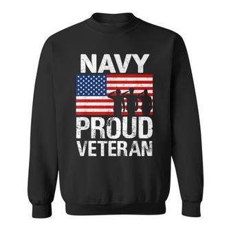 Military Red White Blue Flag Proud Navy Veteran Sweatshirt - Monsterry UK