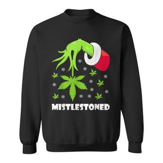 Mistlestoned Weed Leaf Cannabis Marijuana Ugly Christmas Sweatshirt - Seseable