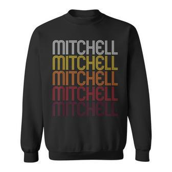 Mitchell Retro Wordmark Pattern Vintage Style Sweatshirt - Monsterry