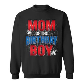 Mom Of The Birthday Boy Costume Spider Web Birthday Party Sweatshirt | Mazezy UK
