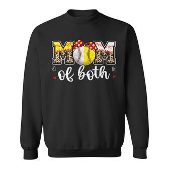 Mom Of Both Leopard Game Day Baseball Softball Mother's Day Sweatshirt - Seseable