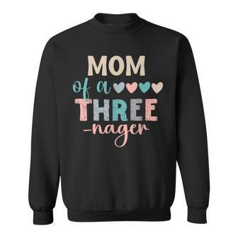 Mom Of A Threenager 3Rd Birthday Matching Family Boho Sweatshirt - Seseable