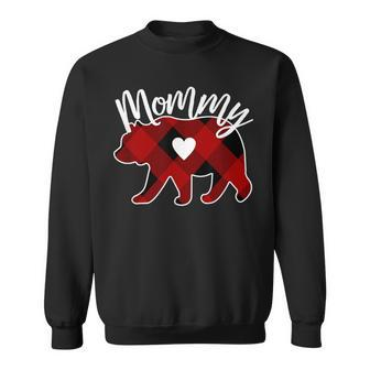 Mommy Bear Christmas Buffalo Plaid Red White & Black Sweatshirt - Monsterry CA