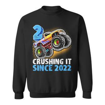 Monster Truck 2 Year Old Boys 2Nd Birthday Party Born 2022 Sweatshirt | Mazezy