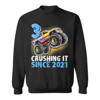 Monster Truck 3 Year Old Boys 3Rd Birthday Party Born 2021 Sweatshirt | Mazezy