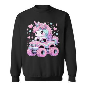 Monster Truck Unicorn Birthday Party Monster Truck Girl Sweatshirt - Seseable