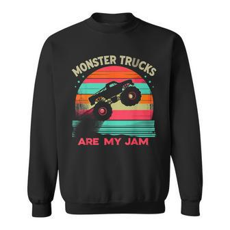 Monster Trucks Are My Jam Retro Vintage Sunset Boys Men Sweatshirt - Seseable