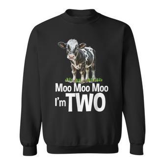 Moo Moo I'm Two 2Nd Birthday Cute Cow Sounds Toddler Sweatshirt - Monsterry DE