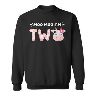 Moo Moo I'm Two 2Nd Birthday Outfit Cow Farm Animals Lover Sweatshirt - Monsterry AU