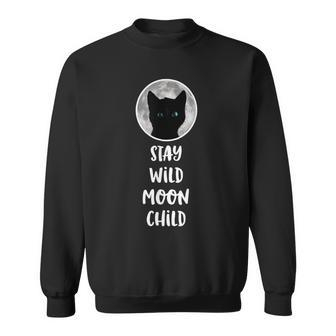 Moon & Cat Head Stay Wild Moon Child Sweatshirt - Monsterry CA