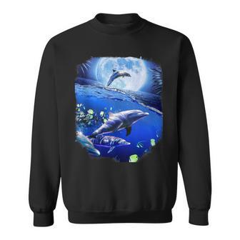 Moon Dolphin Space Dolphins Sweatshirt - Monsterry UK