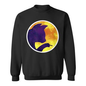 Moon Night Smoking Cigarette Purple Cat Shadow Sweatshirt - Monsterry UK