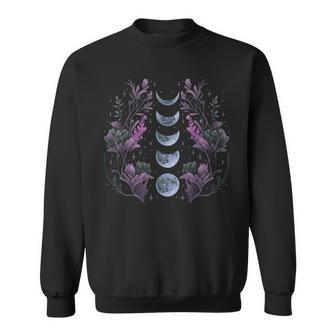 Moon Phases Wild Flowers Wiccan Wicca Witch Pagan Cute Retro Sweatshirt - Thegiftio UK