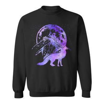 Moonlight Nature Wildlife Animal Night Forest Mountains Fox Sweatshirt - Monsterry CA