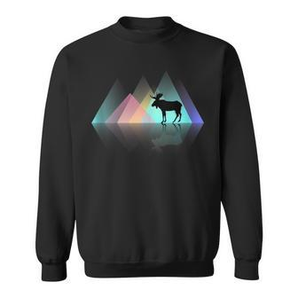 Moose Mountain Cute Colorful Geometric Pattern Silhouette Sweatshirt - Monsterry UK