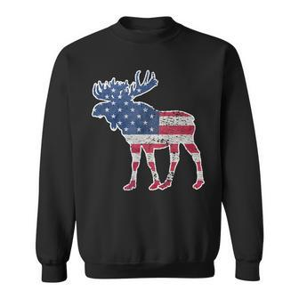 Moose Usa Flag Colorful Retro Vintage Sweatshirt - Monsterry CA