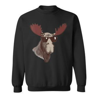 Moose Wearing Sunglasses Shades Vintage Retro Moose Sweatshirt - Thegiftio UK