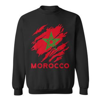 Morocco Flag Vintage Style Retro Morocco Football Mor Sweatshirt - Seseable