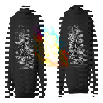 Motocross Dirt Bike Racing Supercross Flying Jump Flames Sweatshirt | Seseable UK