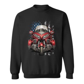 Motorcycle Trike American Patriotic Motortrike Us Flag Trike Sweatshirt - Monsterry