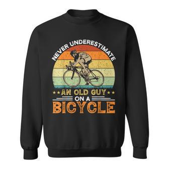 Mountain Bike Never Underestimate An Old Guy On A Bicycle Sweatshirt - Monsterry