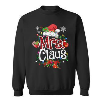 Mr And Mrs Claus Couples Santa Christmas Lights Pajamas Sweatshirt - Seseable