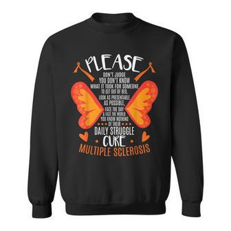 Ms Orange Ribbon Multiple Sclerosis Awareness Sweatshirt - Monsterry