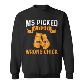 Ms Warrior Ms Picked A Fight Multiple Sclerosis Awareness Sweatshirt | Mazezy