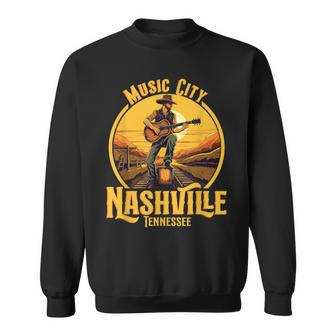 Music City Nashville Tennessee Vintage Guitar Country Music Sweatshirt - Monsterry