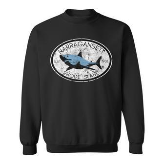 Narragansett Rhode Island Fishing Shark Fish Beach Vintage Sweatshirt - Monsterry