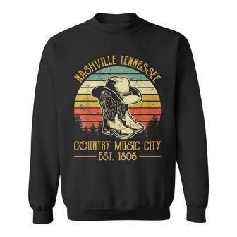 Nashville Tennessee Cowboy Boots Hat Country Music City Sweatshirt - Seseable