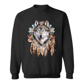 Native American Headpiece Native American Indian Wolf Sweatshirt - Thegiftio UK