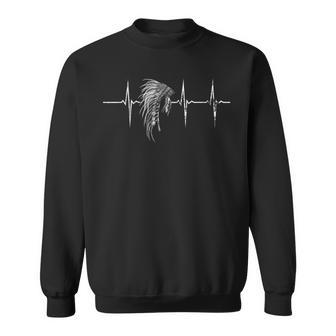 Native American Indian Chief Indigenous Headdress Heartbeat Sweatshirt - Monsterry CA