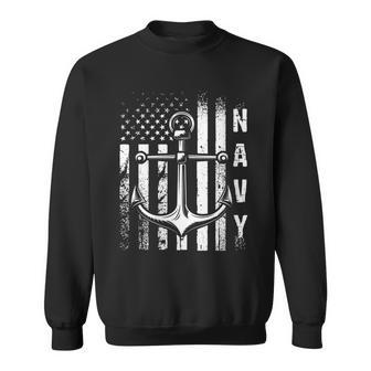 Navy Anchor And Us Flag Sweatshirt - Monsterry AU