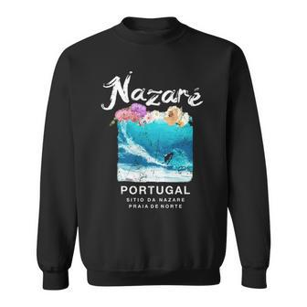 Nazare Portugal Big Wave Surfing Vintage Surf Sweatshirt | Mazezy