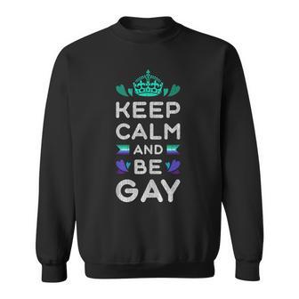 New Blue Gay Male Mlm Pride Flag Keep Calm & Be Gay Sweatshirt - Monsterry