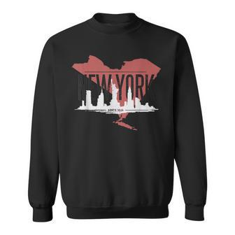 New York City Since 1624 Skyline State Map Ny Nyc Sweatshirt - Monsterry